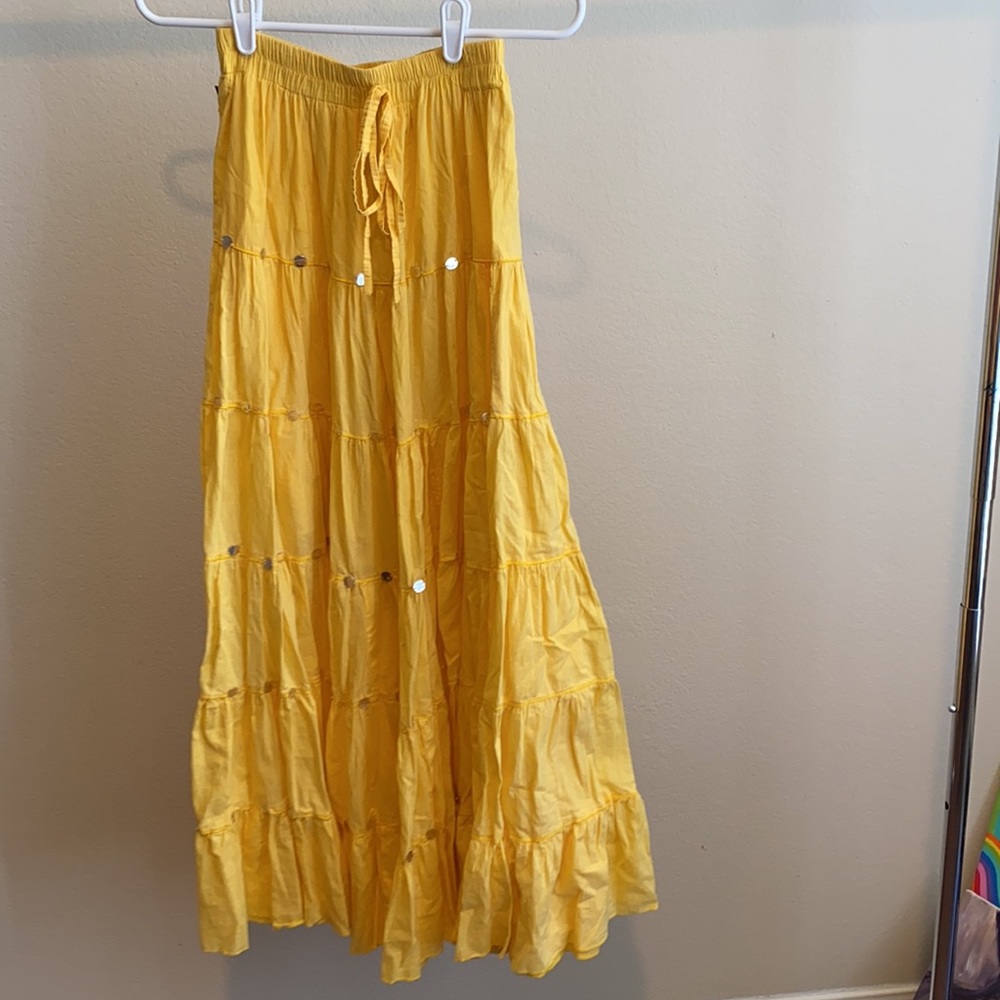 Yellow Sequined Maxi Skirt